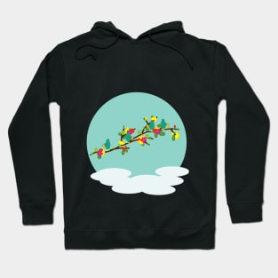 BLUE BIRDS ON A BRANCH Hoodie